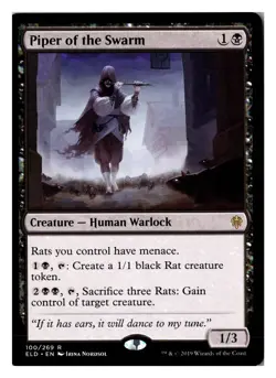 Magic MTG Piper of the Swarm 100 R Throne of Eldraine English Lightly Played - Image 1