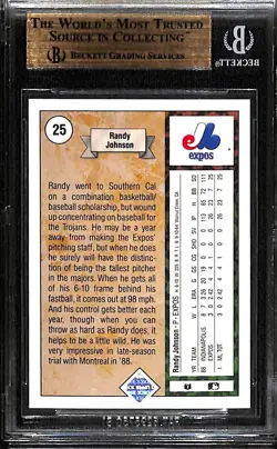 1989 Upper Deck Randy Johnson #25 BGS 10 Star Rookie - Image 2