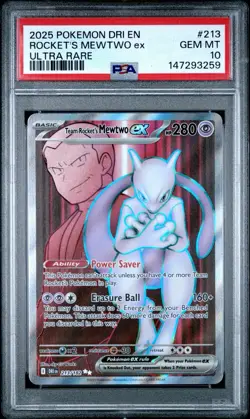 Pokemon TCG Destined Rivals Team Rocket's Mewtwo EX 213/182 - PSA 10 - Image 1