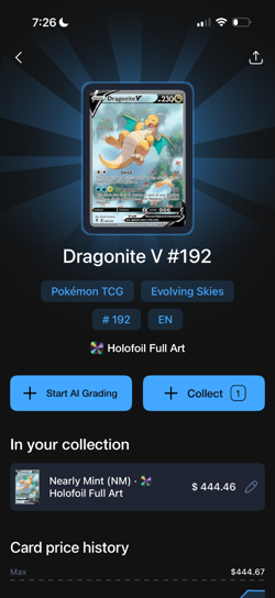 Dragonite V (Alternate Full Art) 192/203 SWSH07: Evolving Skies Holo - Image 1