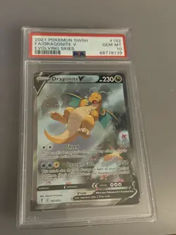 Dragonite V (Alternate Full Art) 192/203 SWSH07: Evolving Skies Holo PSA 10 - Image 1