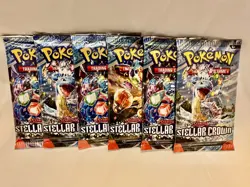 Pokemon TCG Scarlet & Violet Stellar Crown Booster Pack 6 Packs English - Image 1