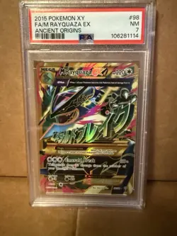 2015 POKEMON XY ANCIENT ORIGINS #98 FULL ART/M RAYQUAZA EX PSA 7 - Image 1