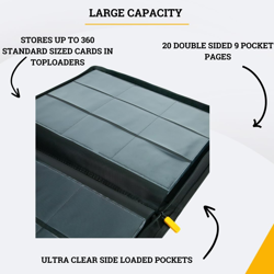 - Toploader 9 Pocket Premium Binder with Zipper for 360 Cards - Side Loaded Pock - Image 3