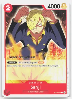Sanji ST01-004 C Normal One Piece Super Pre-Release Starter Deck 1: Straw Hat NM - Image 1