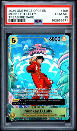 Monkey D. Luffy 109 Treasure Rare One Piece Op08-Two Legends One Piece PSA 10 - Image 1
