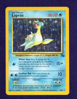 Pokemon Lapras holo card 10/62 Fossil 1999 - Rare - Image 1