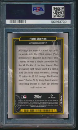 PSA 10 PAUL SKENES 2024 Topps Cosmic Chrome PLANETARY PURSUIT SUN RC GEM MINT - Image 2