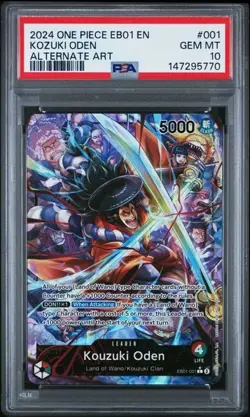 One Piece English - PSA 10 GEM MINT - EB01-001 Leader - Kozuki Oden Alt Art - Image 1