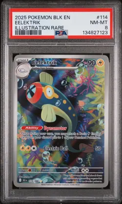 2025 POKEMON BLK EN-BLACK BOLT ILLUSTRATION RARE #114 EELEKTRIK PSA 8 - Image 1