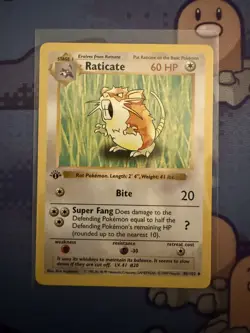 RATICATE Pokemon Card - WOTC - 1st Edition - Base Set - Shadowless - 40/102 - NM - Image 1