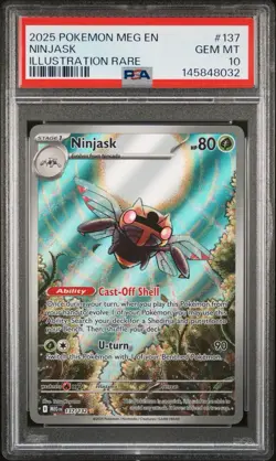 Pokemon TCG Ninjask Illustration Rare Card #137/132 PSA 10 GEM MT - Image 1