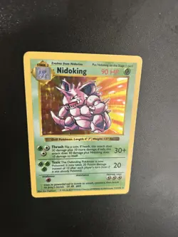 Nidoking 11/102 Holo Rare Shadowless Base Set Pokemon Card 11/102 Moderate Play - Image 1