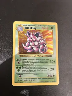 Nidoking 11/102 Holo Rare Shadowless Base Set Pokemon Card 11/102 Moderate Play - Image 2