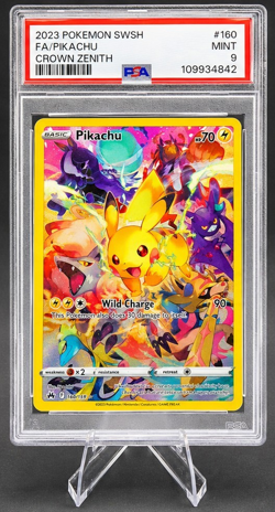 Pokemon Pikachu (Secret) 160/159 SWSH Crown Zenith Full Art Holo PSA 9 EN - Image 1