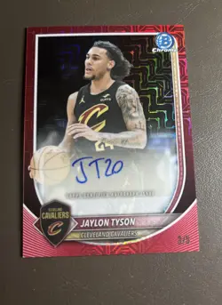 Jaylon Tyson 2025-26 Bowman Chrome #BCA-JN Red Refractor Auto Mega /5 Cavaliers - Image 1