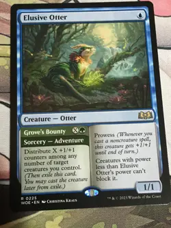 C4985 MAGIC MTG WILDS OF ELDRAINE ELUSIVE OTTER #0225 RARE NM - Image 1