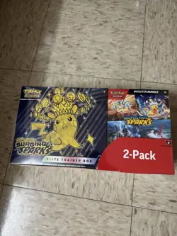 Pokemon Surging Sparks ETB & Booster Bundle Costco 2-Pack Sealed - Image 1