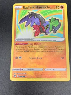 Radiant Hawlucha 081/189 Radiant Rare Pokemon SWSH Astral Radiance 2022 NM - Image 1