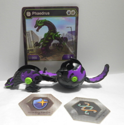 Bakugan Phaedrus Black Darkus Battle Planet B300 - Phaedrus Card - 2 cores - Image 1