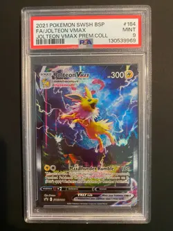 Pokemon Jolteon VMAX SWSH184 Promo Card Jolteon Vmax Prem. Coll PSA 9 Mint - Image 1