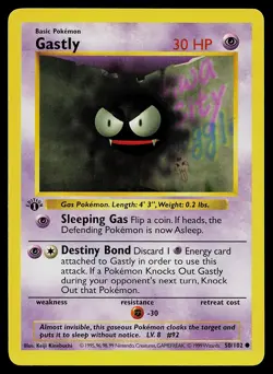 Pokemon Card - Gastly Base Set (Shadowless) 50/102 Common 1st Edition - Image 1