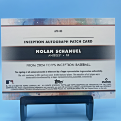 2024 Topps Inception Nolan Schanuel RC Autograph Patch Card Magenta 38/75 Angels - Image 2
