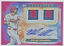 2024 Topps Inception Nolan Schanuel RC Autograph Patch Card Magenta 38/75 Angels - Image 3
