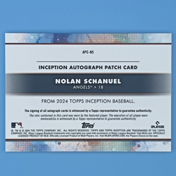 2024 Topps Inception Nolan Schanuel RC Autograph Patch Card Magenta 38/75 Angels - Image 4