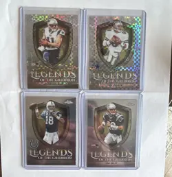 Topps Chrome Legends of the Gridiron 4-Card Lot Brady Manning Aikman Edelman - Image 1