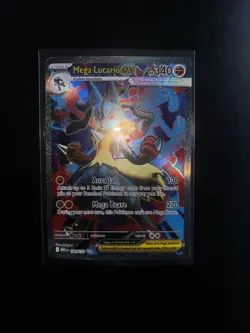 Pokemon TCG Mega Evolution Full Art Holo Card Mega Lucario EX 160/132 ME01 - Image 1