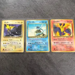 Articuno Zapdos Moltres Holo 3 Card Set Old Back Japanese Pokemon Vintage Rare - Image 1