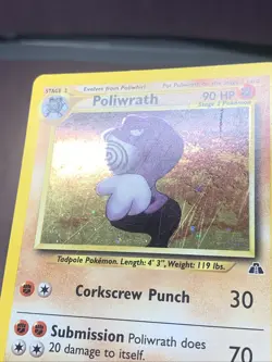 Pokemon TCG Poliwrath 9/75 Neo Discovery Holo Rare VTG WOTC HP Holo Scratches - Image 2