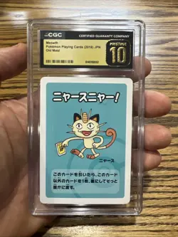 CGC 10 PRISTINE Meowth Old Maid 2019 Japanese Pokemon Card - Image 1
