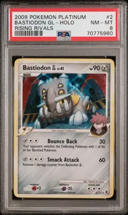 Pokemon TCG Bastiodon Holo 2009 Rising Rivals 2/111 PSA 8 - Image 1