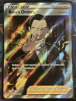 Pokemon TCG Trainer Boss’s Orders Giovanni Full Art 189/192 Rebel Clash - Image 1
