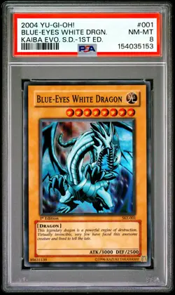2004 YU-GI-OH! KAIBA EVOLUTION STARTER DECK #001 BLUE-EYES WHITE DRAGON PSA 8 - Image 1