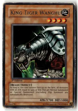 King Tiger Wanghu PGD-004 Rare Pharaonic Guardian Yu-Gi-Oh 1st Edition Damaged - Image 1