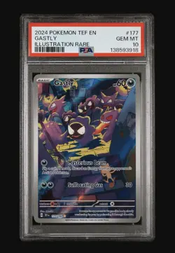 2024 POKEMON TEF EN-TEMPORAL FORCES ILLUSTRATION RARE #177 GASTLY PSA 10 - Image 1