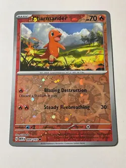 Pokemon TCG Scarlet and Violet 151 Charmander Cosmos Reverse Holo 004/165 - Image 1