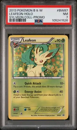2013 POKEMON BLACK STAR PROMO LEAFEON #BW87 HOLO FOIL PSA 7 NM #105241526 - Image 1