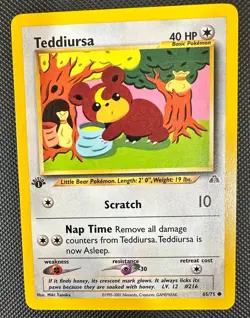Pokemon 2001 Neo Discovery 1st Edition TEDDIURSA 65/75 NM - never played - Image 1