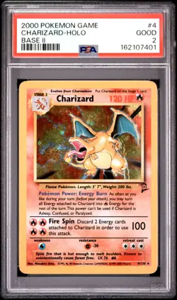 2000 POKEMON GAME BASE II #4 CHARIZARD-HOLO PSA 2 - Image 1