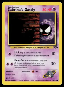 Sabrina's Gastly 96/132 C Gym Challenge Pokemon Unlimited LP - Image 1