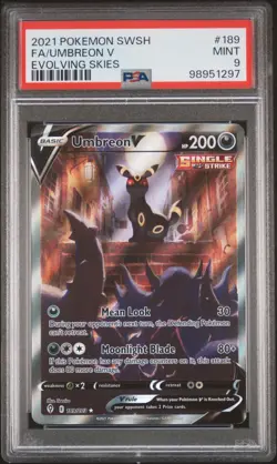 PSA 9 Umbreon V Alternate Art 189 Full Art Pokemon Card Evolving Skies 2021 - Image 1