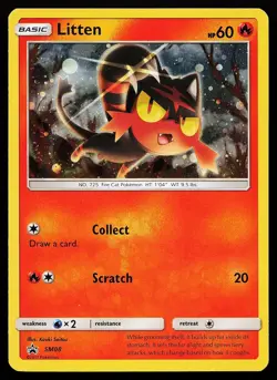 Litten SM08 Holo Sun & Moon Promo Pokemon Card - Image 1