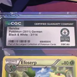 Pokemon Servine Black & White 3/114 CGC World Record Break German 2011 TCG - Image 3