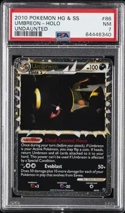 2010 POKEMON HEARTGOLD & SOULSILVER UNDAUNTED #86 UMBREON-HOLO PSA 7 - Image 1