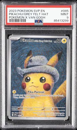 2023 POKEMON SVP EN-SV BLACK STAR PROMO #085 PIKACHU WITH GREY FELT HAT PSA 9 - Image 1