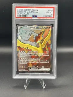 Pokemon Team Rocket's Moltres ex 208/182 SV10 Destined Rivals PSA 8 Full Art - Image 1